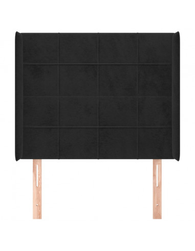 Testiera ad Orecchio Nera 83x16x118/128 cm in Velluto