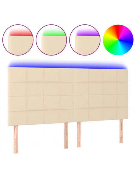 Testiera a LED Crema 160x5x118/128 cm in Tessuto