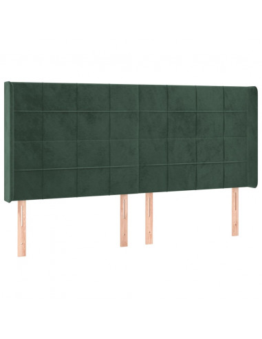 Testiera ad Orecchio Verde Scuro 163x16x118/128 cm in Velluto