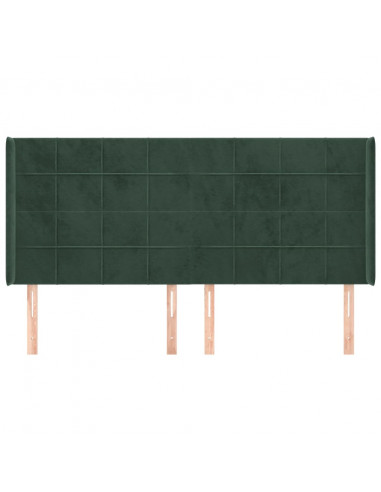 Testiera ad Orecchio Verde Scuro 163x16x118/128 cm in Velluto