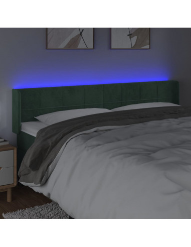 Testiera a LED Verde Scuro 163x16x78/88 cm in Velluto