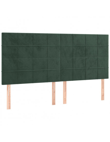 Testiera 4 pz Verde Scuro 80x5x78/88 cm in Velluto