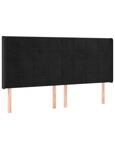 Testiera a LED Nera 163x16x118/128 cm in Velluto