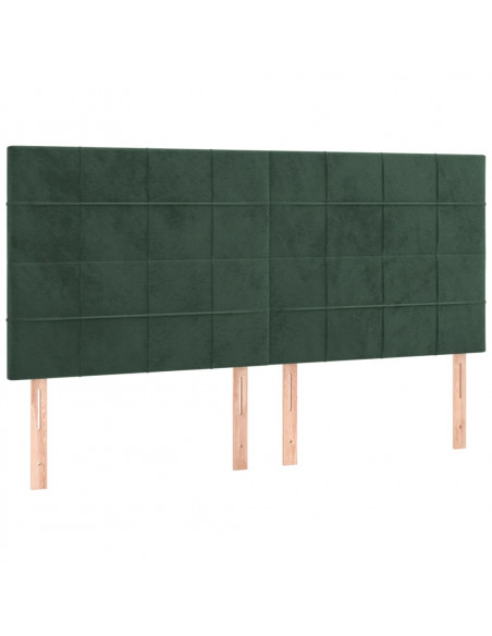 Testiera a LED Verde Scuro 160x5x118/128cm in Velluto