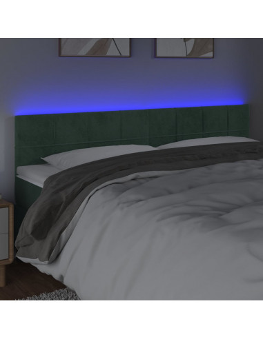 Testiera a LED Verde Scuro 160x5x78/88 cm in Velluto