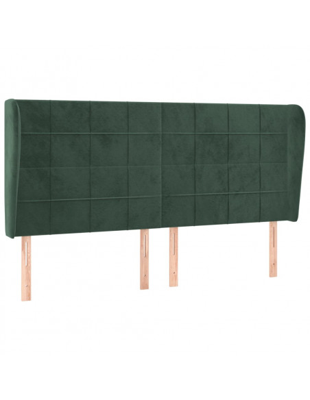 Testiera ad Orecchio Verde Scuro 163x23x118/128cm in Velluto