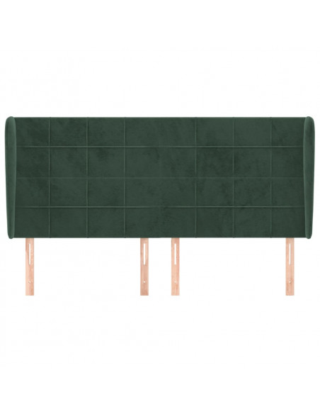 Testiera ad Orecchio Verde Scuro 163x23x118/128cm in Velluto