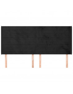 Testiera ad Orecchio Nera 163x16x118/128 cm in Velluto 2