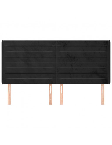 Testiera ad Orecchio Nera 163x16x118/128 cm in Velluto