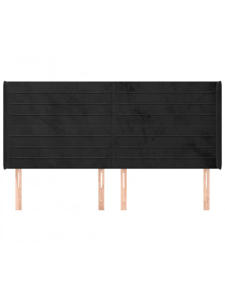 Testiera ad Orecchio Nera 163x16x118/128 cm in Velluto
