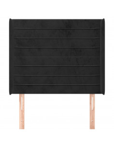 Testiera ad Orecchio Nera 83x16x118/128 cm in Velluto 2