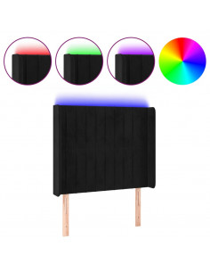 Testiera a LED Nera 83x16x118/128 cm in Velluto 2