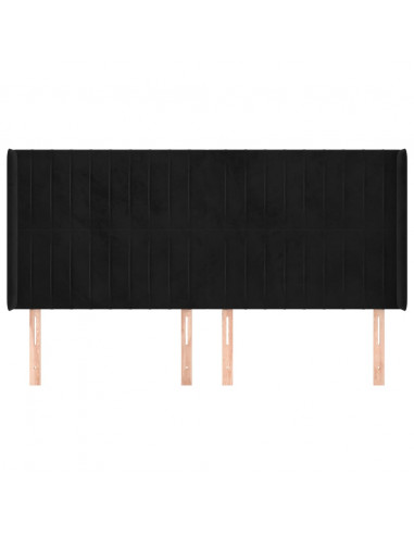 Testiera ad Orecchio Nera 163x16x118/128 cm in Velluto