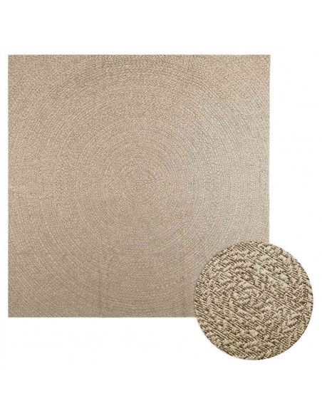 Tappeto ZIZUR Beige 240x240 cm Aspetto Iuta Interni ed Esterni