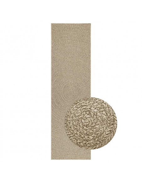 Tappeto ZIZUR Beige 80x250 cm Aspetto Iuta Interni ed Esterni