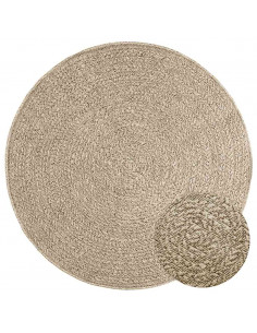 Tappeto ZIZUR Beige Ø 120cm Aspetto Iuta per Interni ed Esterni