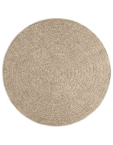 Tappeto ZIZUR Beige Ø 120cm Aspetto Iuta per Interni ed Esterni