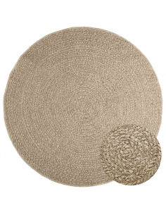 Tappeto ZIZUR Beige Ø 160cm Aspetto Iuta per Interni ed Esterni