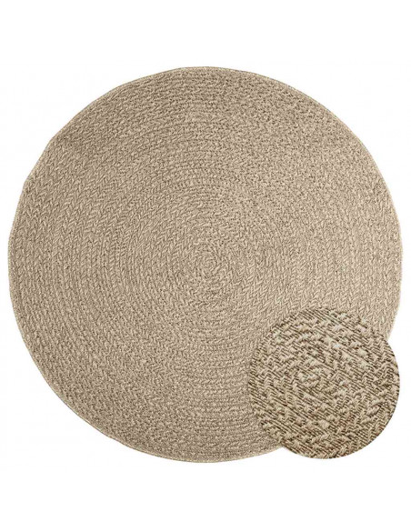 Tappeto ZIZUR Beige Ø 160cm Aspetto Iuta per Interni ed Esterni