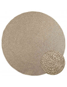 Tappeto ZIZUR Beige Ø 200cm Aspetto Iuta per Interni ed Esterni