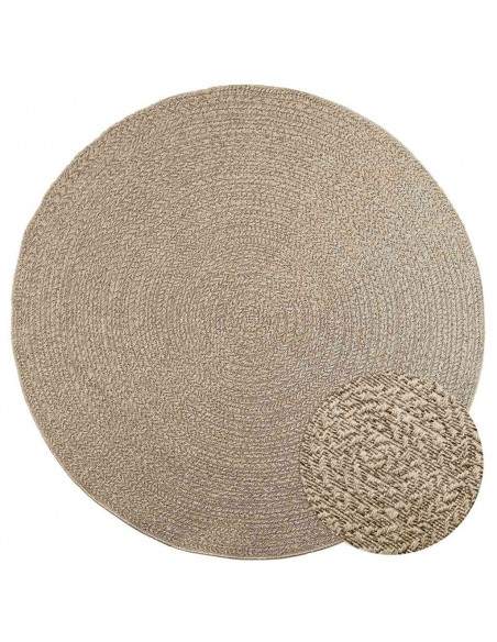 Tappeto ZIZUR Beige Ø 200cm Aspetto Iuta per Interni ed Esterni