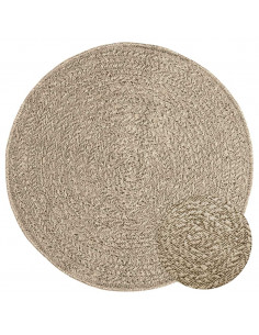 Tappeto ZIZUR Beige Ø 90 cm Aspetto Iuta per Interni ed Esterni