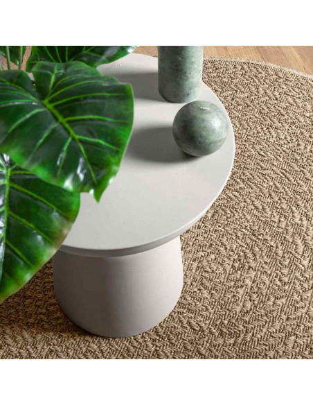 Tappeto ZIZUR Beige Ø 90 cm Aspetto Iuta per Interni ed Esterni