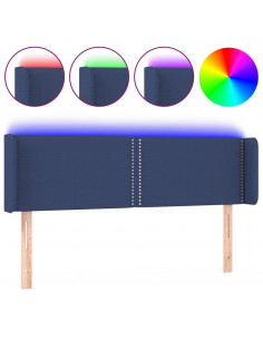 Testiera a LED Blu 147x16x78/88 cm in Tessuto