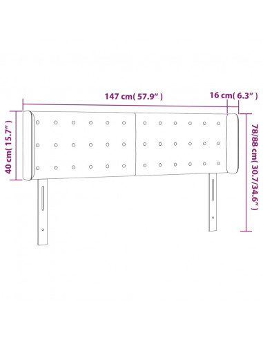 Testiera a LED Blu 147x16x78/88 cm in Tessuto