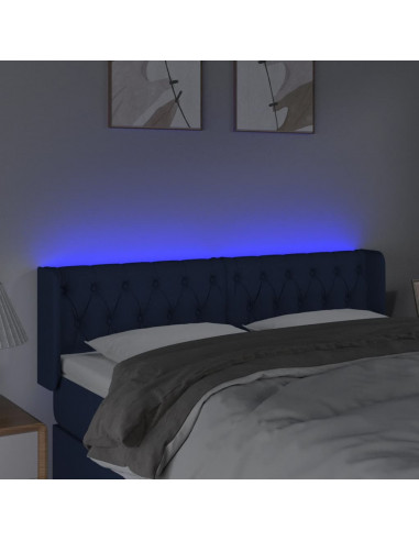 Testiera a LED Blu 147x16x78/88 cm in Tessuto