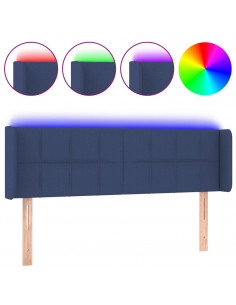 Testiera a LED Blu 147x16x78/88 cm in Tessuto