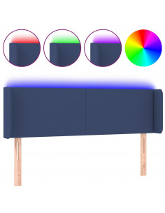 Testiera a LED Blu 147x16x78/88 cm in Tessuto