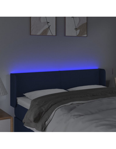 Testiera a LED Blu 147x16x78/88 cm in Tessuto