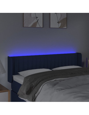 Testiera a LED Blu 147x16x78/88 cm in Tessuto