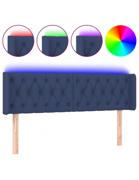 Testiera a LED Blu 163x16x78/88 cm in Tessuto