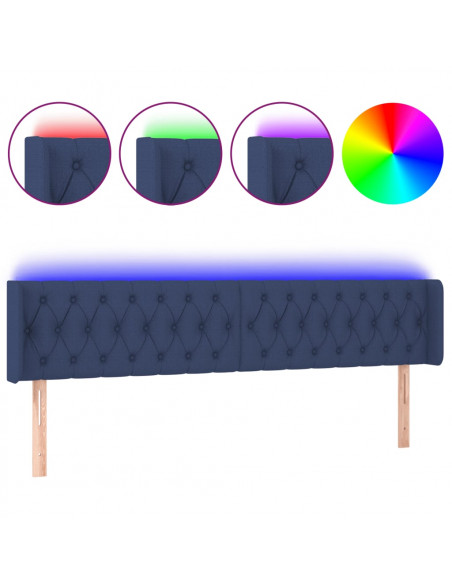 Testiera a LED Blu 183x16x78/88 cm in Tessuto