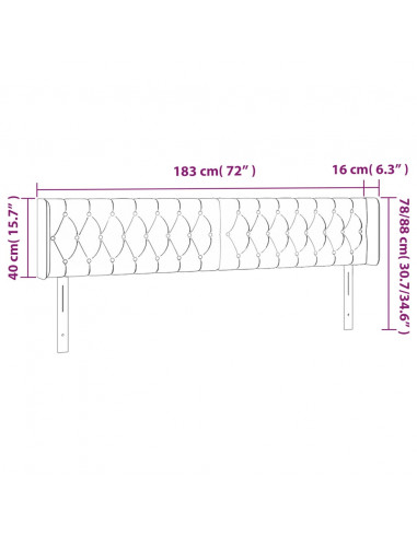 Testiera a LED Blu 183x16x78/88 cm in Tessuto