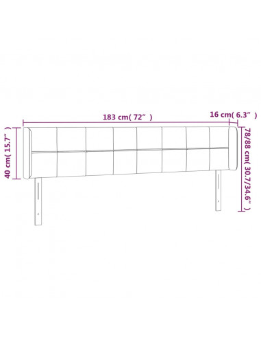 Testiera a LED Blu 183x16x78/88 cm in Tessuto