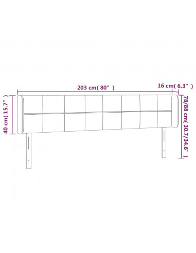 Testiera a LED Blu 203x16x78/88 cm in Tessuto