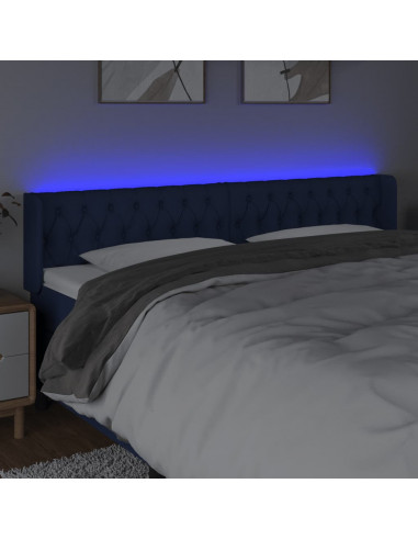 Testiera a LED Blu 203x16x78/88 cm in Tessuto