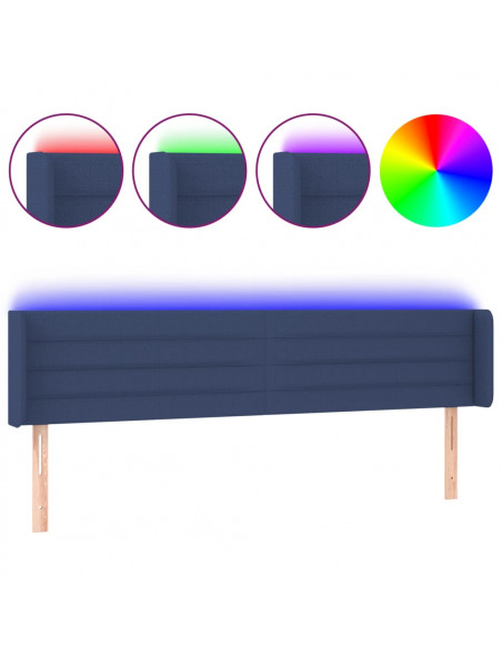 Testiera a LED Blu 203x16x78/88 cm in Tessuto