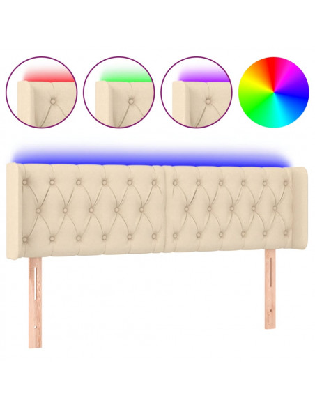 Testiera a LED Crema 147x16x78/88 cm in Tessuto
