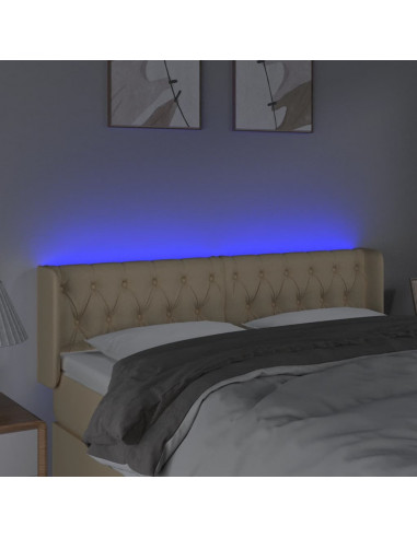 Testiera a LED Crema 147x16x78/88 cm in Tessuto