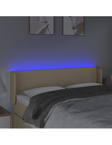 Testiera a LED Crema 147x16x78/88 cm in Tessuto