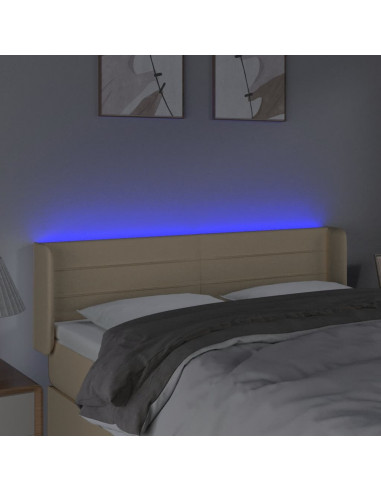 Testiera a LED Crema 147x16x78/88 cm in Tessuto