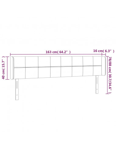 Testiera a LED Crema 163x16x78/88 cm in Tessuto