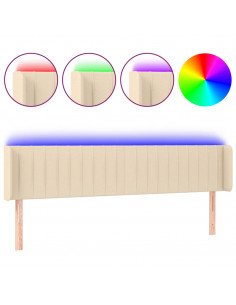 Testiera a LED Crema 163x16x78/88 cm in Tessuto