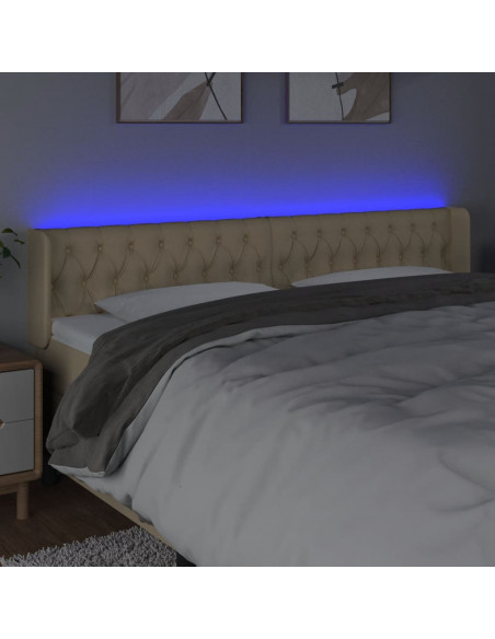 Testiera a LED Crema 183x16x78/88 cm in Tessuto
