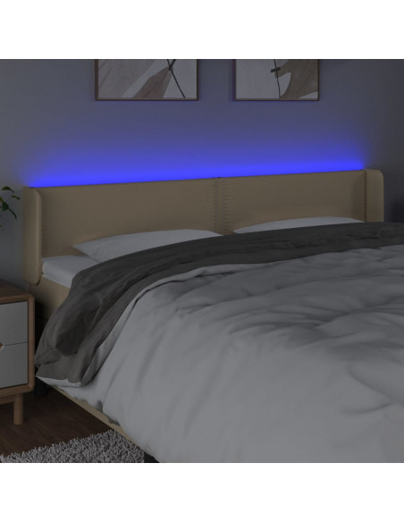 Testiera a LED Crema 183x16x78/88 cm in Tessuto
