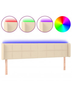 Testiera a LED Crema 183x16x78/88 cm in Tessuto